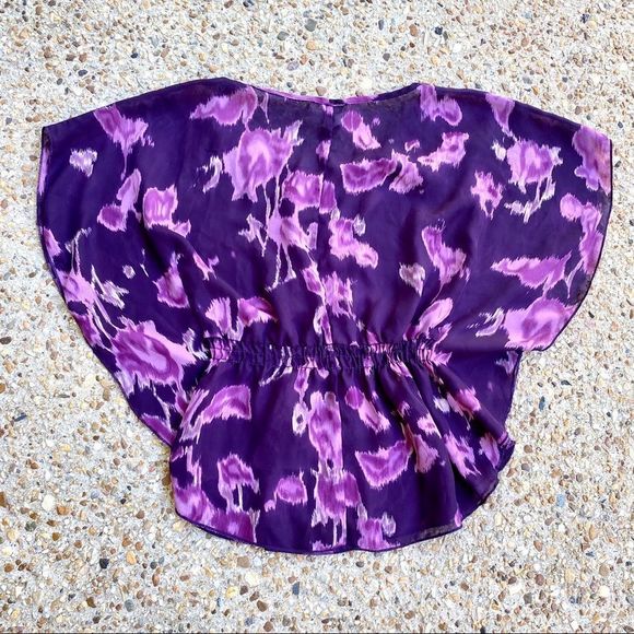 Wrapper Pink & Purple Floral Lace Neckline Blouse - Picture 8 of 8